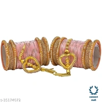 Mayara Creation  Zircon Bridal Bangles set with Pendant cum Chooda made hhighQuality - 2.6, pink, Bangle set