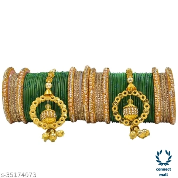 Mayara Creation  Zircon Bridal Bangles set with Pendant cum Chooda made hhighQuality - 2.6, Green , Bangles set