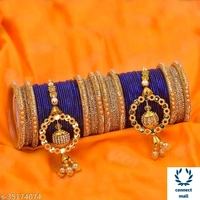 Mayara Creation  Zircon Bridal Bangles set with Pendant cum Chooda made hhighQuality - 2.6, Purple, Bangles set