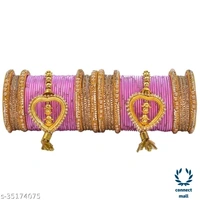 Mayara Creation  Zircon Bridal Bangles set with Pendant cum Chooda made hhighQuality - 2.6, DarkPink, Bangles set