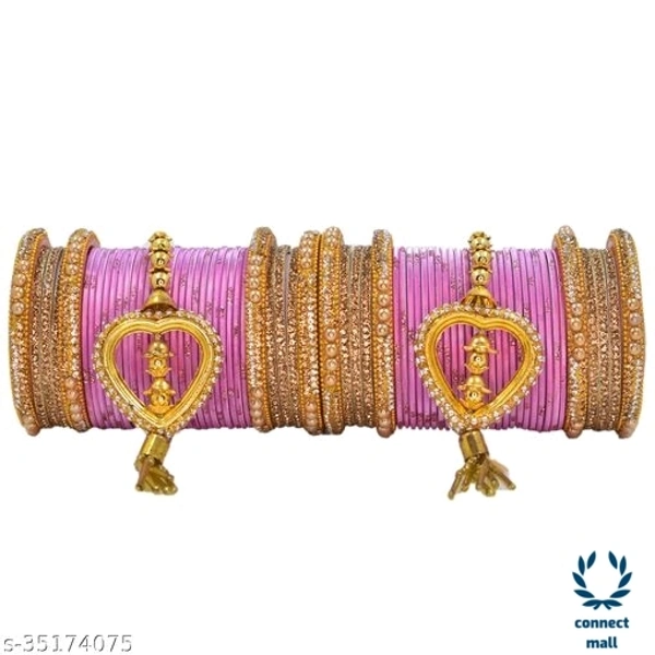 Mayara Creation  Zircon Bridal Bangles set with Pendant cum Chooda made hhighQuality - 2.6, DarkPink, Bangles set
