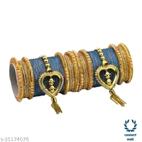 Mayara Creation  Zircon Bridal Bangles set with Pendant cum Chooda made hhighQuality - 2.6, Light Blue, Chuda set