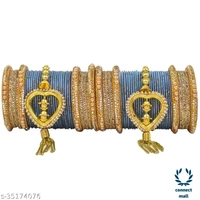Mayara Creation  Zircon Bridal Bangles set with Pendant cum Chooda made hhighQuality - 2.6, Light Blue, Chuda set