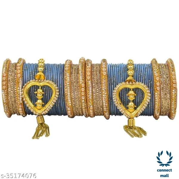 Mayara Creation  Zircon Bridal Bangles set with Pendant cum Chooda made hhighQuality - 2.6, Light Blue, Chuda set