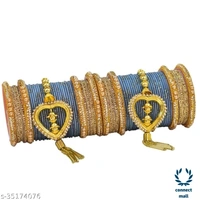 Mayara Creation  Zircon Bridal Bangles set with Pendant cum Chooda made hhighQuality - 2.6, Light Blue, Chuda set
