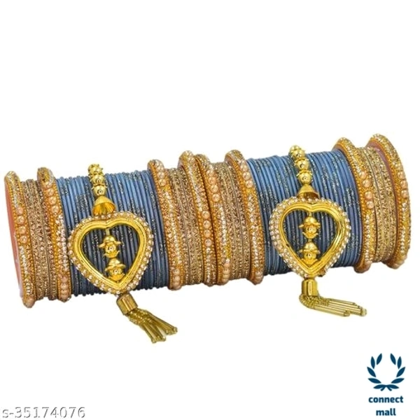 Mayara Creation  Zircon Bridal Bangles set with Pendant cum Chooda made hhighQuality - 2.6, Light Blue, Chuda set