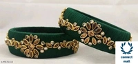 Sakhi Creation  and Mart Gold plated Brass and Kundan Silk Thread Bangles set for Women and Ladies  - 2.6, Pink , 1 Pairs