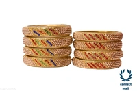 Designer Glass Bangles/Kada set for wedding,Workplace,Party,Traditional  Designs with  Stone( Pack of 8 pieces - 2.3