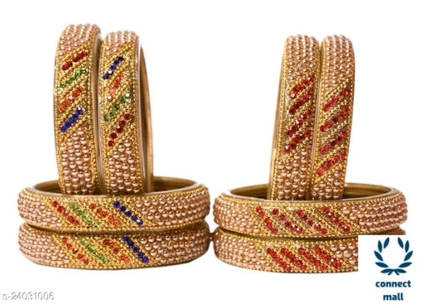 Designer Glass Bangles/Kada set for wedding,Workplace,Party,Traditional  Designs with  Stone( Pack of 8 pieces - 2.3