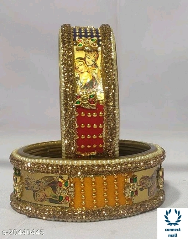 Adjustable  Sizing Glass Metal Designer  Bangles  Pack of 2 - 2.8