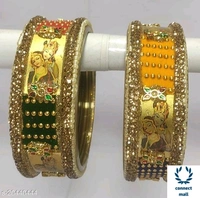 Adjustable  Sizing Glass Metal Designer  Bangles  Pack of 2 - 2.8