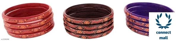 ZULKA Beautiful Glass and Flower Pattern Bangle set for Women/Girls (Multi-Color) Pack of 24 kadaa - 2.4
