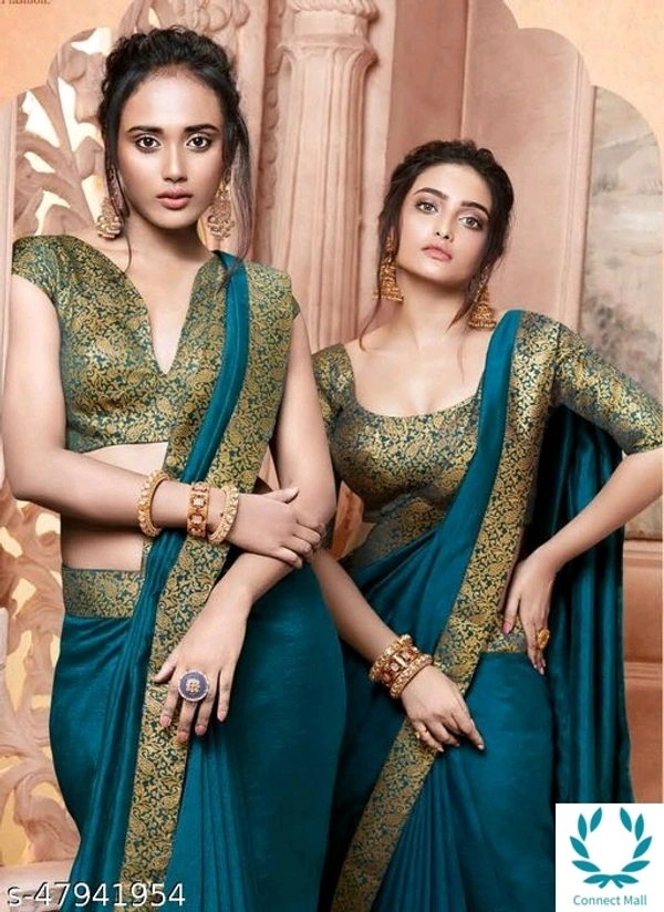 Vichitra Silk Saree With Jacquard  - English Blue
