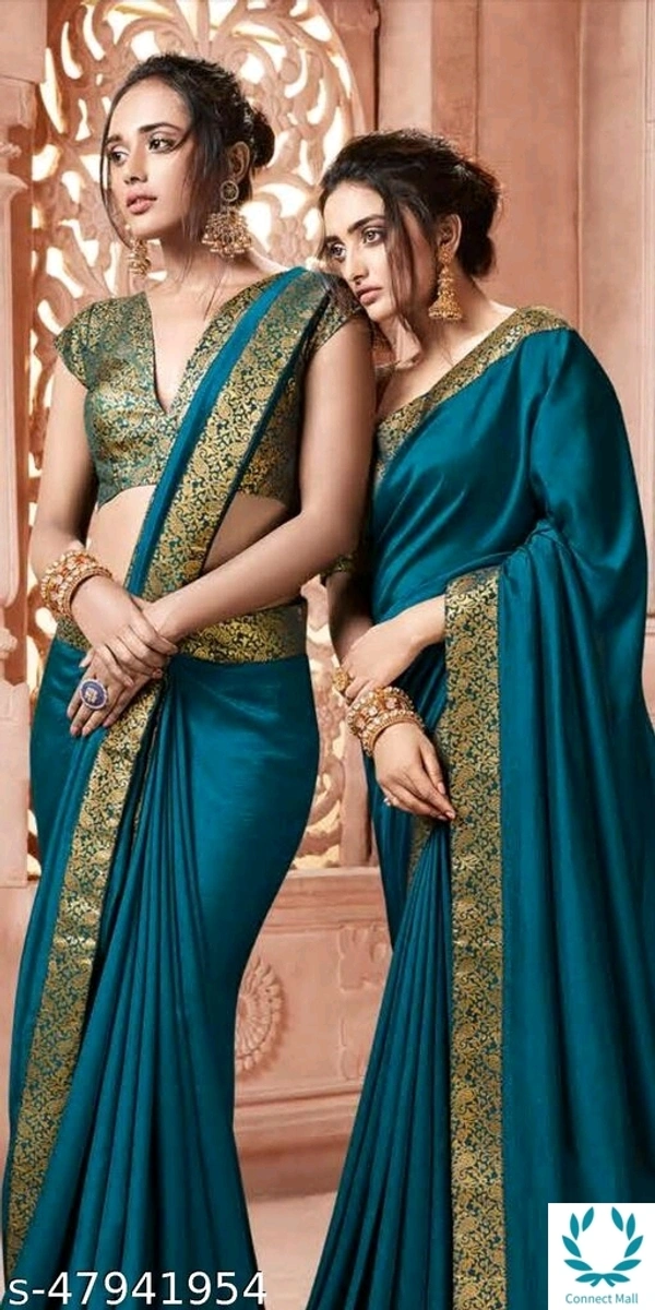 Vichitra Silk Saree With Jacquard  - English Blue