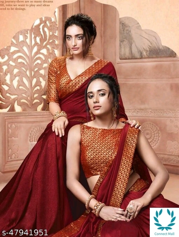 Vichitra Silk Saree With Jacquard  - Maroon 