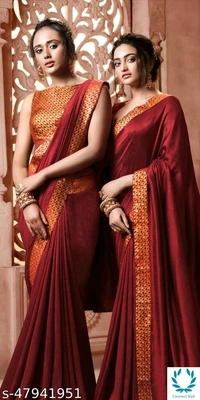Vichitra Silk Saree With Jacquard  - Maroon 