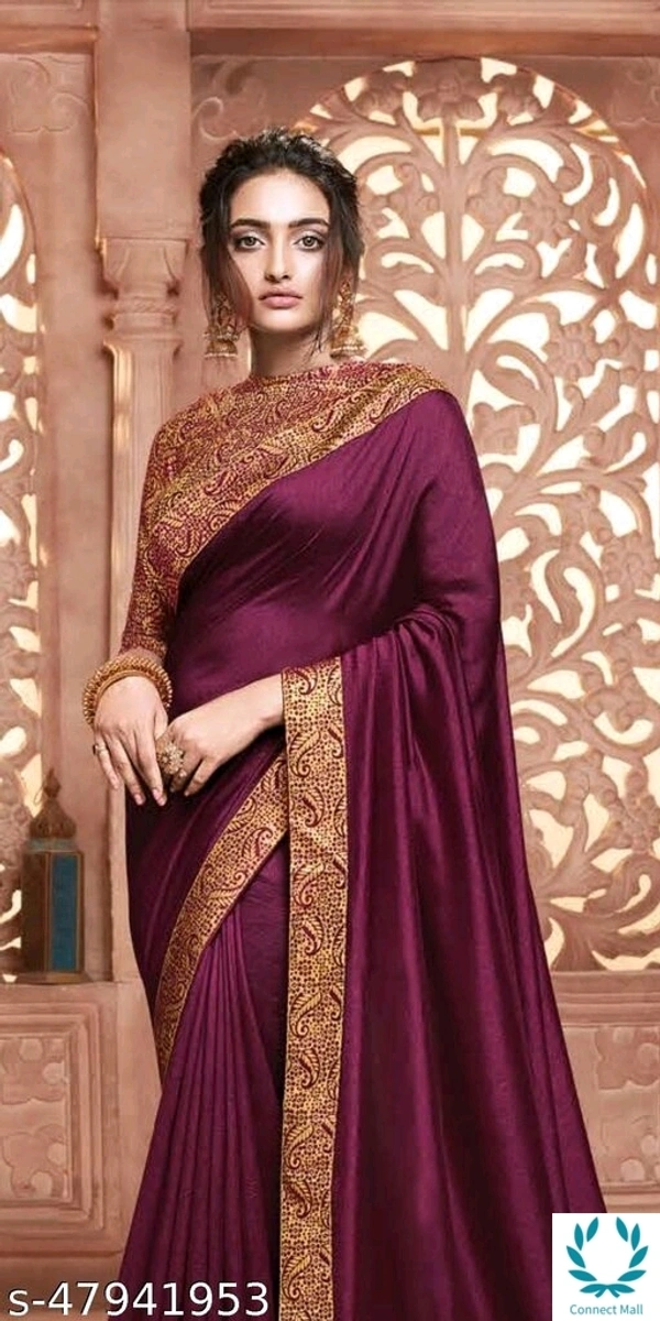 Vichitra Silk Saree With Jacquard  - Wine