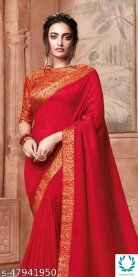 Vichitra Silk Saree With Jacquard  - Red