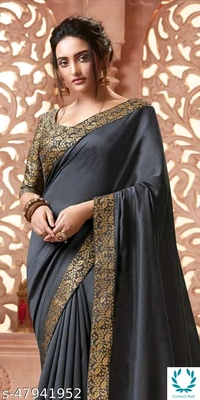 Vichitra Silk Saree With Jacquard  - Gray