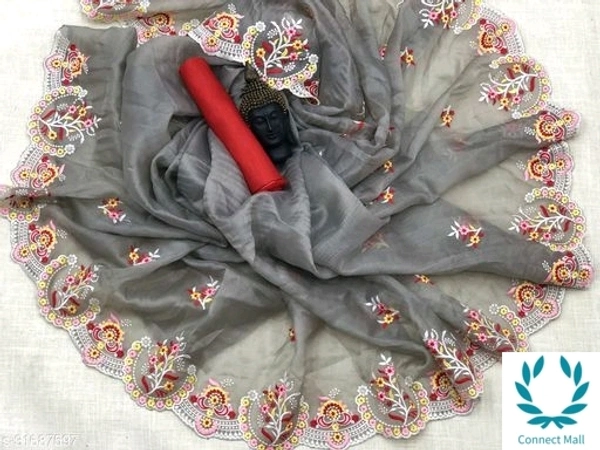 Chikankari Embroidered Organza Saree - Fabric - Organza 