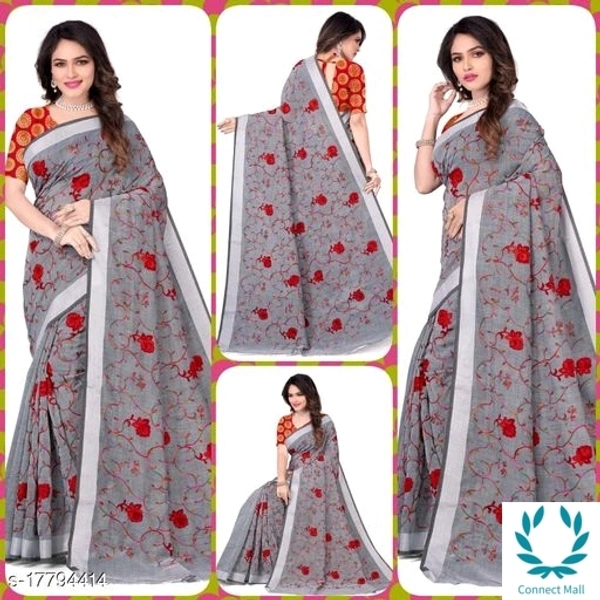 Cotton Linen Fabulous Chikankari Sarees - Gray