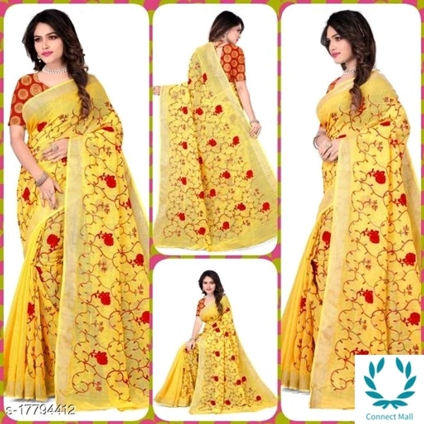 Cotton Linen Fabulous Chikankari Sarees - Yellow