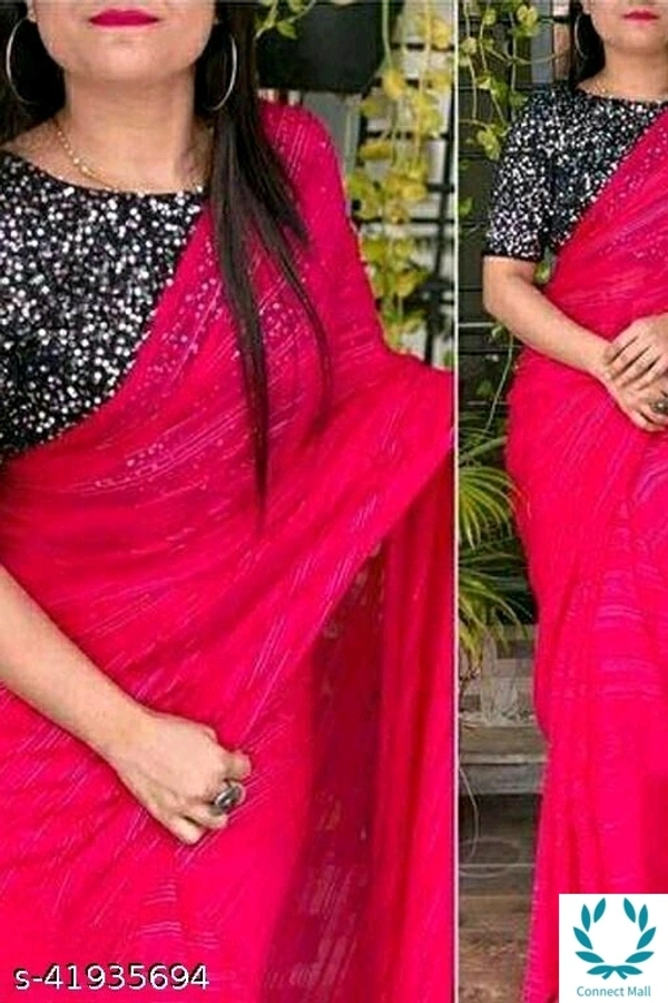 Chanderi Slik Saree With Valvet Blouse  - Wine Red