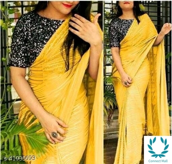 Chanderi Slik Saree With Valvet Blouse  - Yellow