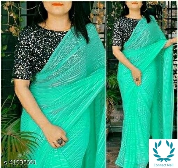 Chanderi Slik Saree With Valvet Blouse  - Light Green