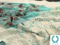 Lucknowi Heavy Chikankari On Printed Saree With Blouse  - Gray
