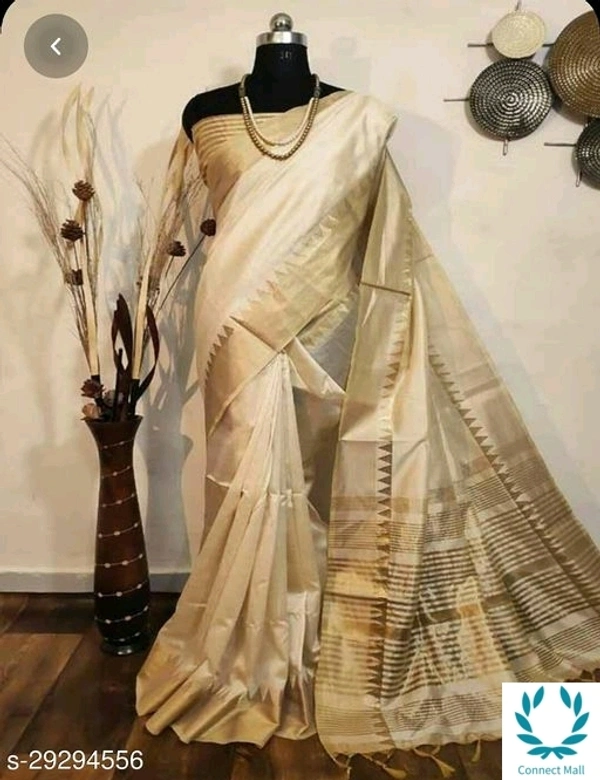 Cotton Zari Woven Sarees - Cream