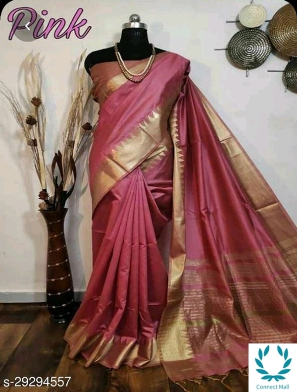 Cotton Zari Woven Sarees - Pink