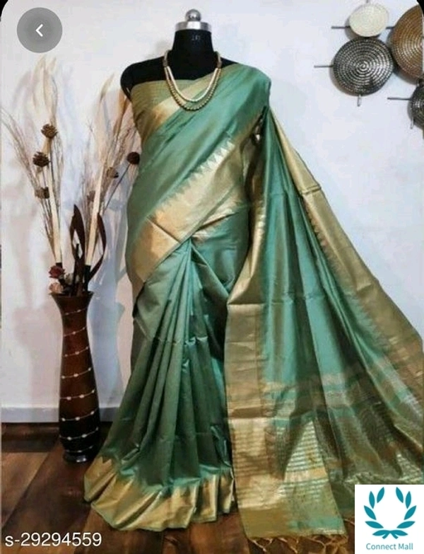 Cotton Zari Woven Sarees - Green