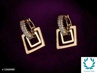 Rose Gold Plated Shimmering Chic Earrings - Triangle Shape