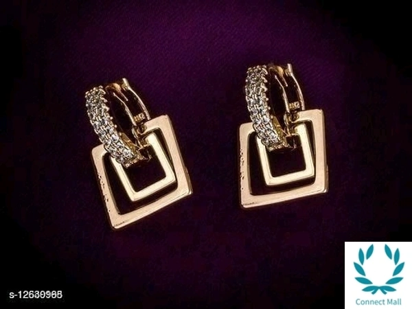 Rose Gold Plated Shimmering Chic Earrings - Triangle Shape