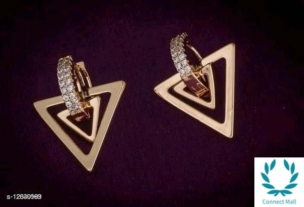 Rose Gold Plated Shimmering Chic Earrings - Triangle Shape