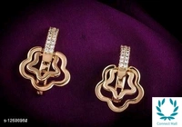 Rose Gold Plated Shimmering Chic Earrings - Rectangle Shape