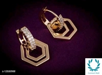 Rose Gold Plated Shimmering Chic Earrings - Rectangle Shape