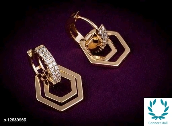 Rose Gold Plated Shimmering Chic Earrings - Rectangle Shape