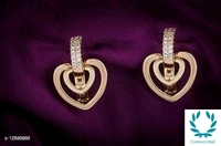 Rose Gold Plated Shimmering Chic Earrings - Rectangle Shape