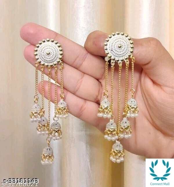 Twinkling Beautiful Earrings - White with Golden
