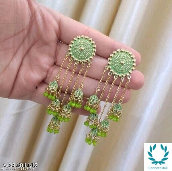 Twinkling Beautiful Earrings - Golden with Light Green Pearl