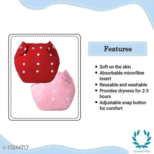 Baby Diaper - Pack of 2 Reusable Diapers - Free Size, Red & Pink
