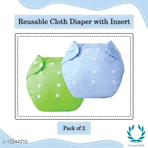 Baby Diaper - Pack of 2 Reusable Diapers - Free Size, Green& Blue