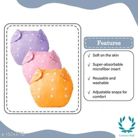 Baby Diaper - Pack of 3 Reusable Diapers - Free Size, Orange Pink & Voilet 