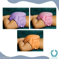 Baby Diaper - Pack of 3 Reusable Diapers - Free Size, Orange Pink & Voilet 