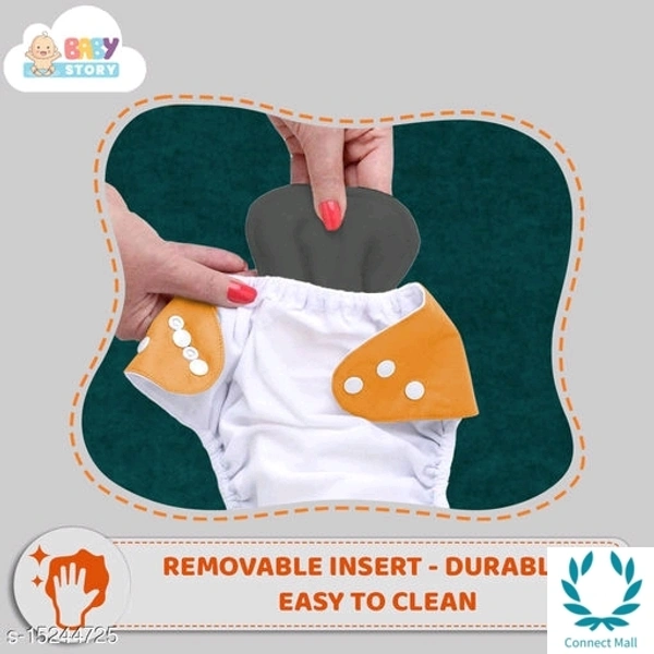 Baby Diaper - Pack of 1 Reusable Diapers - Free Size, Orange