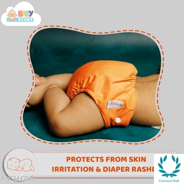 Baby Diaper - Pack of 1 Reusable Diapers - Free Size, Orange