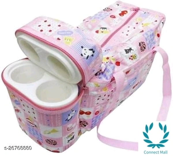 Little Fingers Born Multifunctional new born baby diaper Nappy bag/Diaper Bag/Mother bag with 2 Bottle holders-Very Useful for Mothers Nursery Bag - Pink