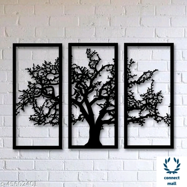 mit_3D Wall Art Tree 3 Pieces Wall Art2t  149 (Black) - 3